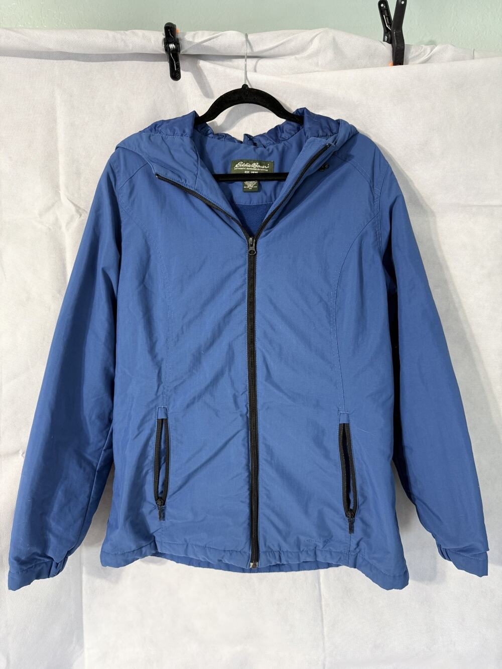 Eddie Bower Women's Blue Jacket Medium Pockets Zip Up Warm Fleece Lined